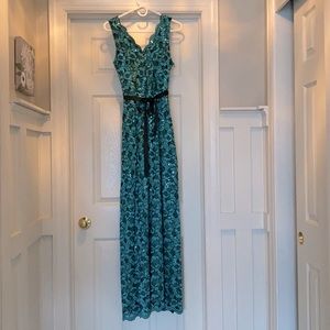 Green Sequined Floral Dress